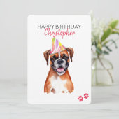 Boxer Dog Personalisiert Happy Birthday Karte (Stehend Vorderseite)
