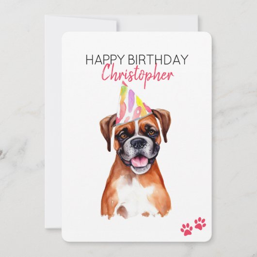 Boxer Dog Personalisiert Happy Birthday Karte (Vorderseite)