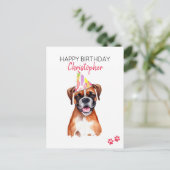 Boxer Dog Personalisiert Happy Birthday Postkarte (Stehend Vorderseite)