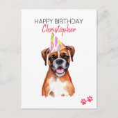 Boxer Dog Personalisiert Happy Birthday Postkarte (Vorderseite)