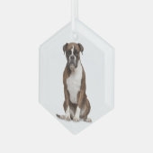 Boxer Dog Pet Animal Glass Ornament (Vorderseite Links)