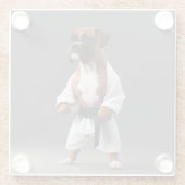 Boxer Dog Play Karate, Boxer Dog Karate Player Glasuntersetzer (Rückseite)