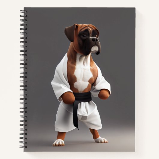 Boxer Dog Play Karate, Boxer Dog Karate Player Notizblock (Vorderseite)