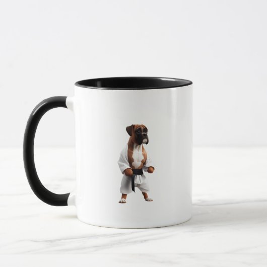 Boxer Dog Play Karate, Boxer Dog Karate Player Tasse (Links)
