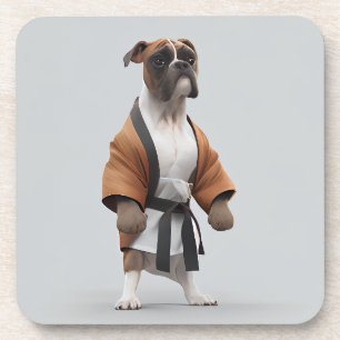 Boxer Dog Play Karate, Karate Champion Boxer Dog Getränkeuntersetzer