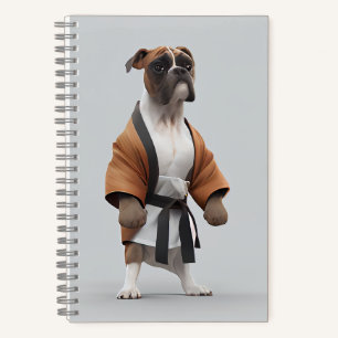 Boxer Dog Play Karate, Karate Champion Boxer Dog Notizblock