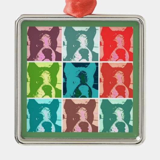 Boxer Dog/Pop Art Silbernes Ornament (Vorne)