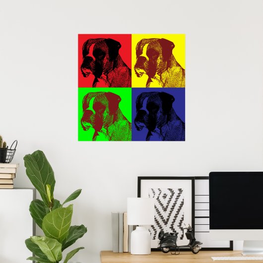 Boxer Dog Pop Art Style Poster (Heimbüro)