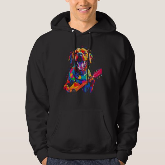Boxer Dog Pop Guitar Hoodie (Vorderseite)