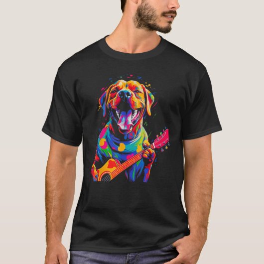 Boxer Dog Pop Guitar T-Shirt (Vorderseite)