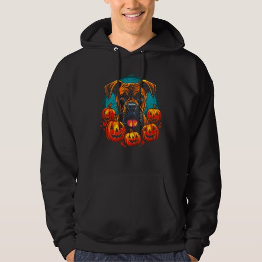 Boxer Dog Pop Halloween Pumpkin Hoodie (Vorderseite)