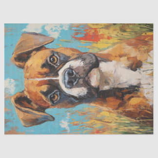 Boxer Dog Portrait Digital Oil Painting Decoupage Seidenpapier