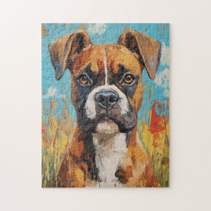 Boxer Dog Portrait Digital Oil Painting Puzzle