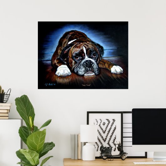 Boxer Dog Print, Poster (Heimbüro)