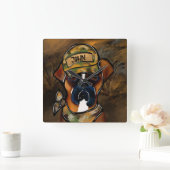 Boxer Dog Quadratische Wanduhr (Zuhause)
