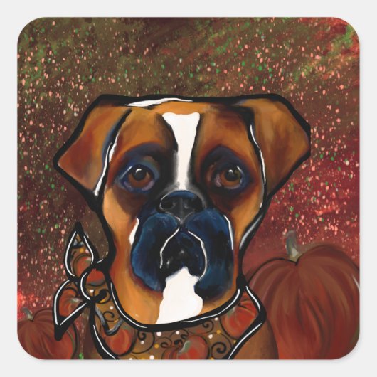 Boxer Dog Quadratischer Aufkleber (Vorderseite)