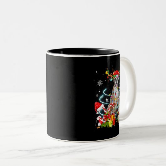 Boxer Dog Rentier Weihnachtsbaum Lichter Pajama Xm Zweifarbige Tasse (VorderseiteRechts)
