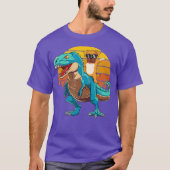 Boxer Dog Riding Dinosaur T Rex Boys Girls Retro T-Shirt (Vorderseite)