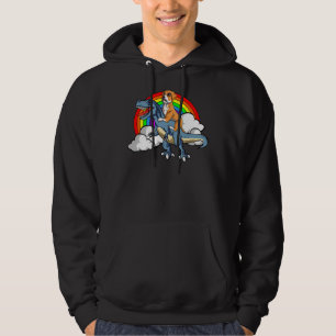Boxer Dog Riding Dinosaur Trex Deutscher Fu Hoodie