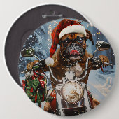 Boxer Dog Riding Motorrad Weihnachten Button (Vorne & Hinten)