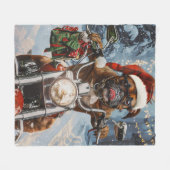 Boxer Dog Riding Motorrad Weihnachten Fleecedecke (Vorderseite (Horizontal))