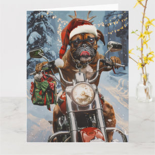 Boxer Dog Riding Motorrad Weihnachten Karte