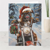 Boxer Dog Riding Motorrad Weihnachten Karte (Vorderseite)