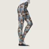 Boxer Dog Riding Motorrad Weihnachten Leggings (Rechts)