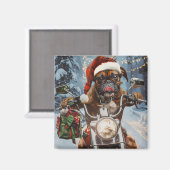 Boxer Dog Riding Motorrad Weihnachten Magnet (Vorderseite/Rückseite)