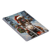 Boxer Dog Riding Motorrad Weihnachten Notizblock (Rechte Seite)