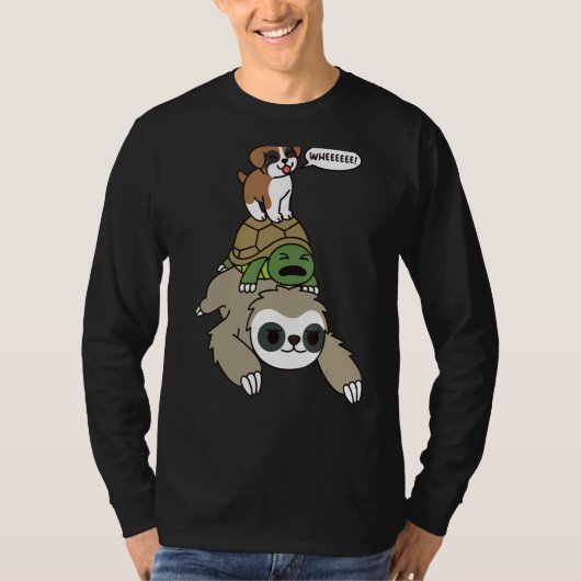 Boxer Dog Riding Sloth Tortoise T-Shirt (Vorderseite)