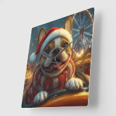Boxer Dog Roller Untersetzer Weihnachten Quadratische Wanduhr (Winkel)