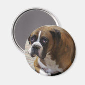 Boxer Dog Round Magnet (Vorderseite/Rückseite)