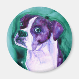 Boxer Dog Round Magnet - "Nicht ich"