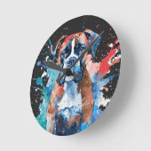 Boxer Dog Runde Wanduhr (Winkel)