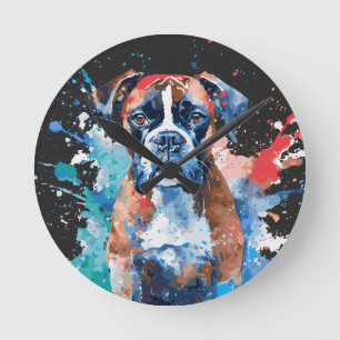 Boxer Dog Runde Wanduhr