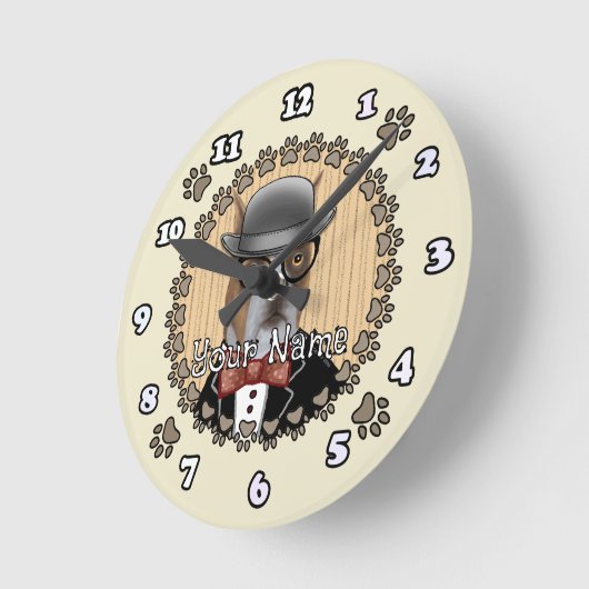 Boxer Dog Runde Wanduhr (Winkel)