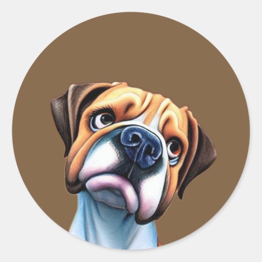 Boxer Dog Runder Aufkleber (Vorderseite)