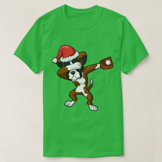 Boxer Dog Santa Claus Baseball T-Shirt (Design vorne)