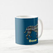 Boxer Dog Silhouette Fun Grid Design Coffee Tasse (VorderseiteRechts)