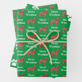 Boxer Dog Silhouette Green Merry Woofmas Geschenkpapier Set (Beispiel)