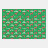 Boxer Dog Silhouette Green Merry Woofmas Geschenkpapier Set (Vorderseite)