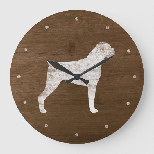 Boxer Dog Silhouette Große Wanduhr (Vorderseite)