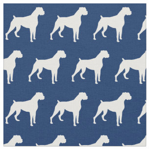Boxer Dog Silhouette Pet Navy Blue Stoff