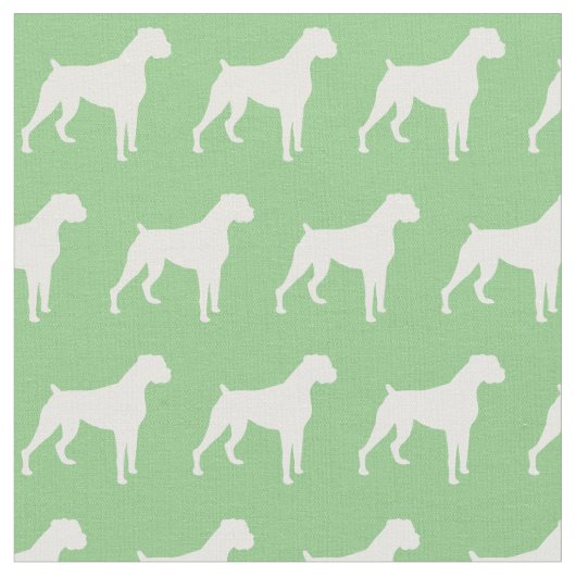 Boxer Dog Silhouette Pet Sage Green Stoff (Nahaufnahme)