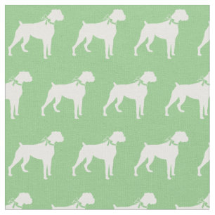 Boxer Dog Silhouette Pet Sage Green Stoff