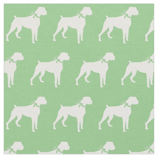 Boxer Dog Silhouette Pet Sage Green Stoff (Nahaufnahme)