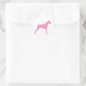 Boxer Dog Silhouette (pink) Runder Aufkleber (Tasche)