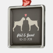 Boxer Dog Silhouetten Hochzeit Couple Liebe Custom Ornament Aus Metall (Links)