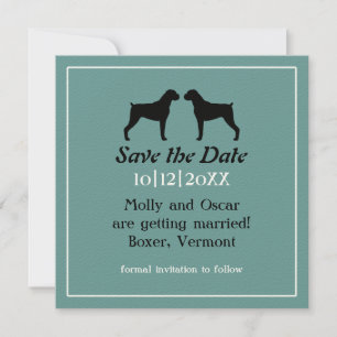 Boxer Dog Silhouetten Hochzeitssache Datum speiche Save The Date